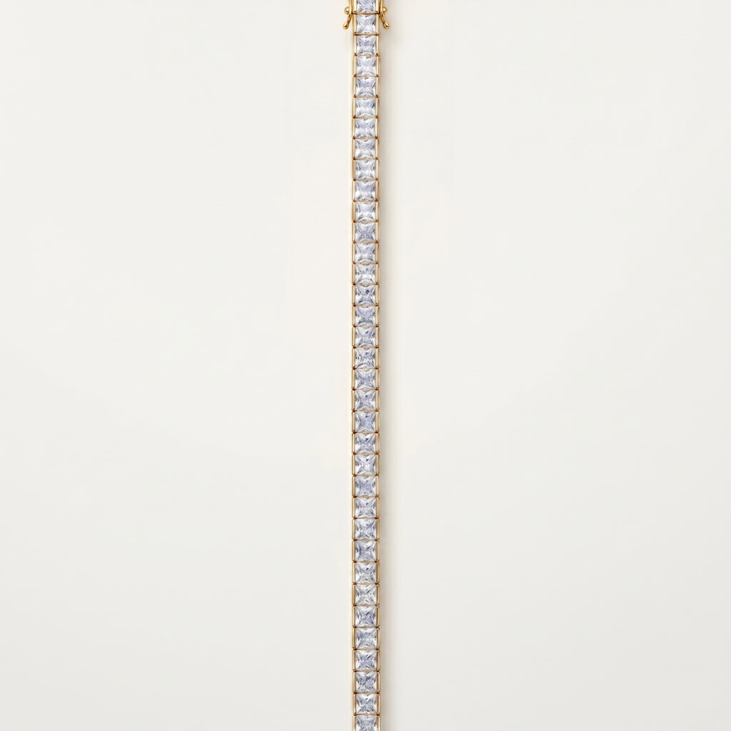 Gold Channel Set Princess Tennis Bracelet â€” 18K Gold Vermeil