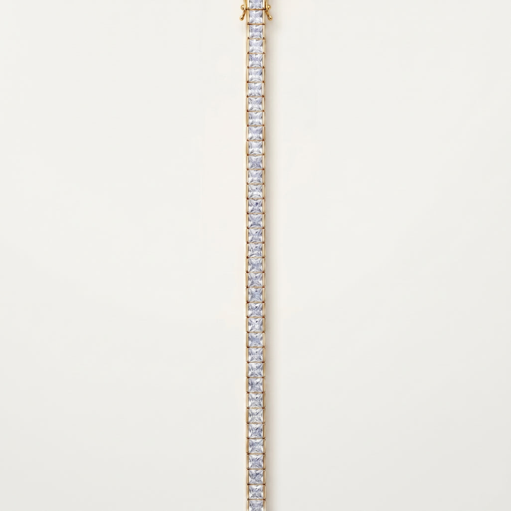 Gold Channel Set Princess Tennis Bracelet â€” 18K Gold Vermeil