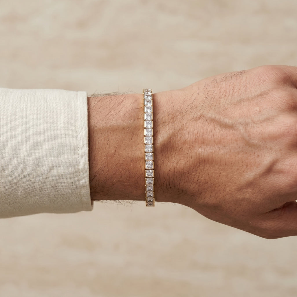 Gold Channel Set Princess Tennis Bracelet â€” 18K Gold Vermeil