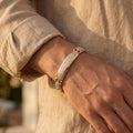 Gold Centre Pave ID Block Link Bracelet â€” 18K Gold Vermeil