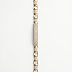 Gold Centre Pave ID Block Link Bracelet â€” 18K Gold Vermeil