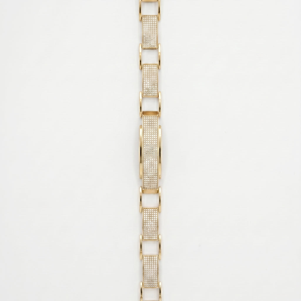 Gold Open Cuff Pave Plate Link Bracelet â€” 18K Gold Vermeil