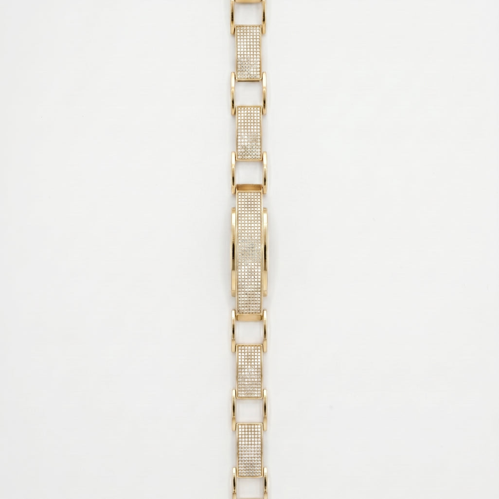 Gold Open Cuff Pave Plate Link Bracelet â€” 18K Gold Vermeil