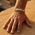 Gold Open Cuff Pave Plate Link Bracelet â€” 18K Gold Vermeil