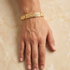 Gold Pyramid Stud Pave Centre Link Bracelet â€” 18K Gold Vermeil
