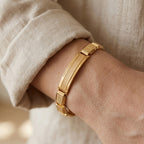 Gold Pyramid Stud Pave Centre Link Bracelet â€” 18K Gold Vermeil