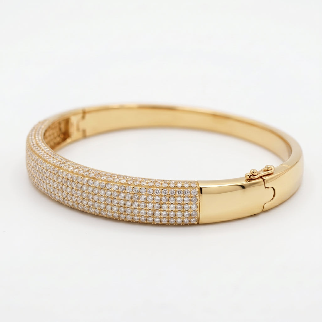 Gold Pave Bombe Bangle â€” 18K Gold Vermeil