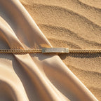 Gold Franco Chain Pave ID Plaque Bracelet â€” 18K Gold Vermeil
