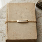 Gold Franco Chain Pave ID Plaque Bracelet â€” 18K Gold Vermeil