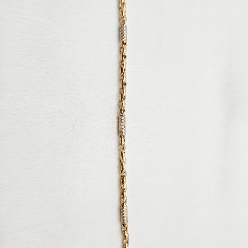 Gold Rope Chain Pave Station Bracelet â€” 18K Gold Vermeil