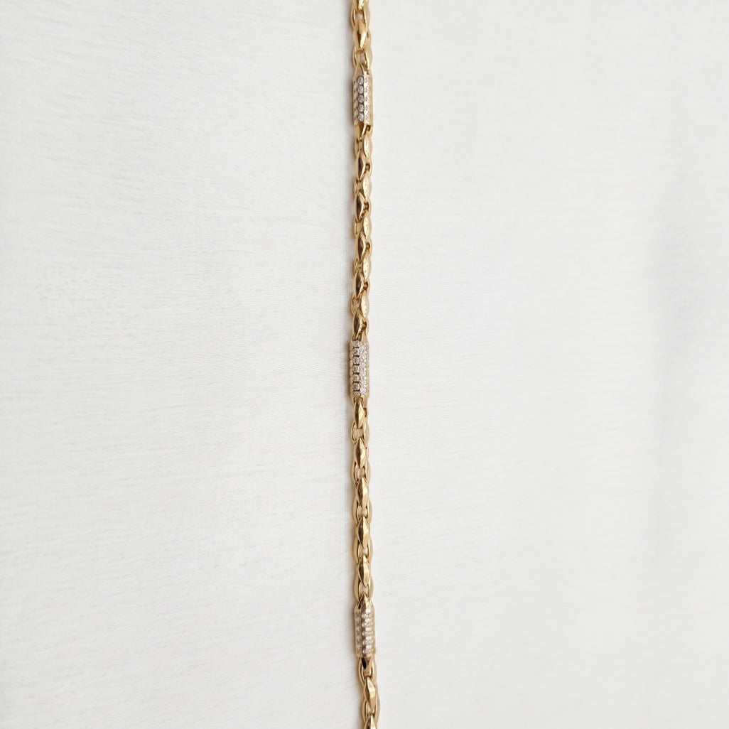 Gold Rope Chain Pave Station Bracelet â€” 18K Gold Vermeil