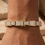 Gold Wide Pave Link Bracelet â€” 18K Gold Vermeil