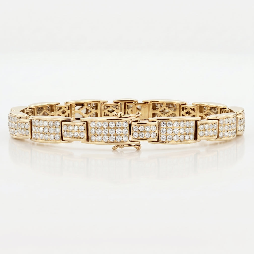Gold Wide Pave Link Bracelet â€” 18K Gold Vermeil