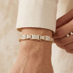 Gold Wide Pave Link Bracelet â€” 18K Gold Vermeil