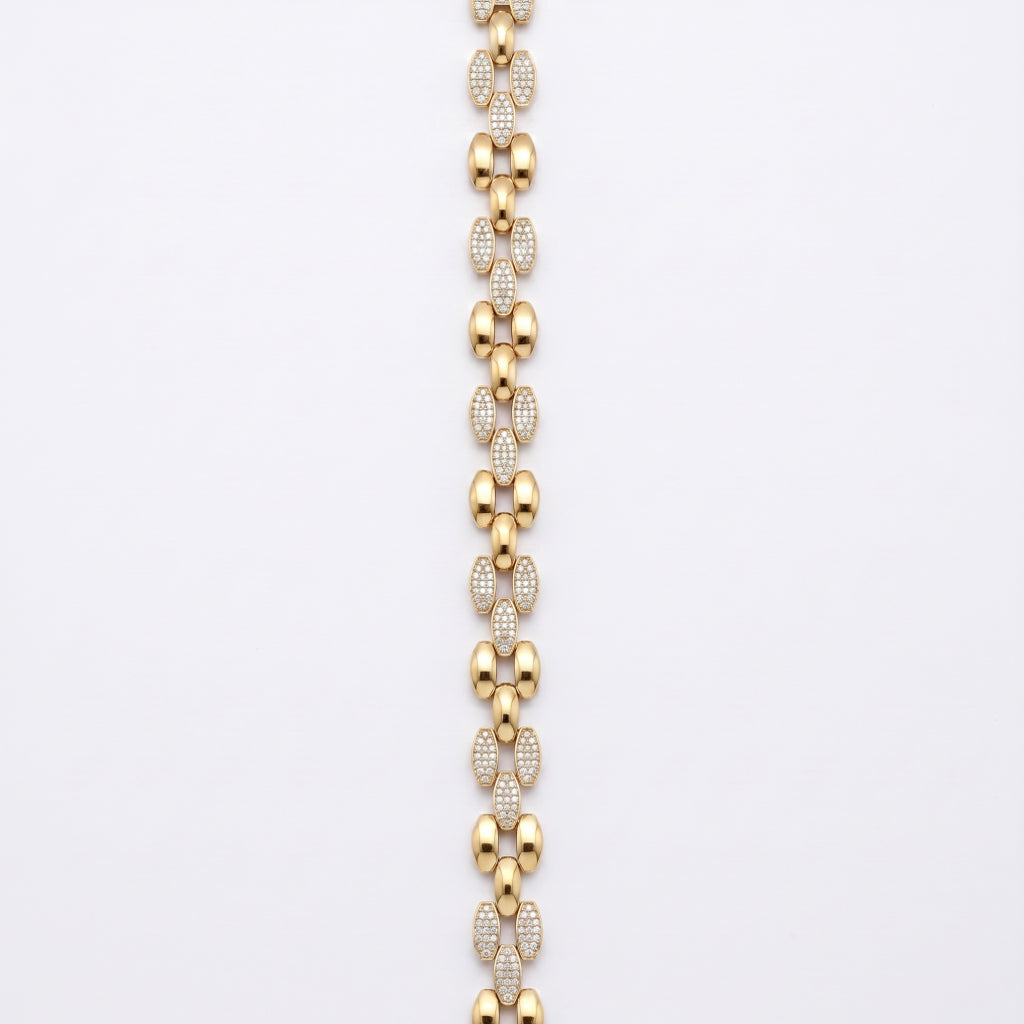 Gold Mariner Pave Link Bracelet â€” 18K Gold Vermeil