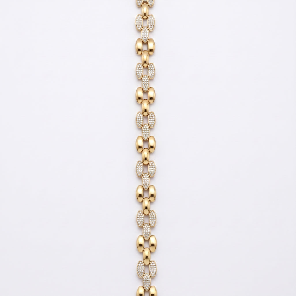 Gold Mariner Pave Link Bracelet â€” 18K Gold Vermeil