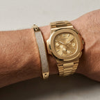Gold Pave Plaque Hinged Bangle â€” 18K Gold Vermeil
