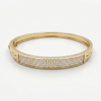 Gold Pave Plaque Hinged Bangle â€” 18K Gold Vermeil