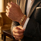 Gold Greek Key Cable Pave Link Bracelet â€” 18K Gold Vermeil