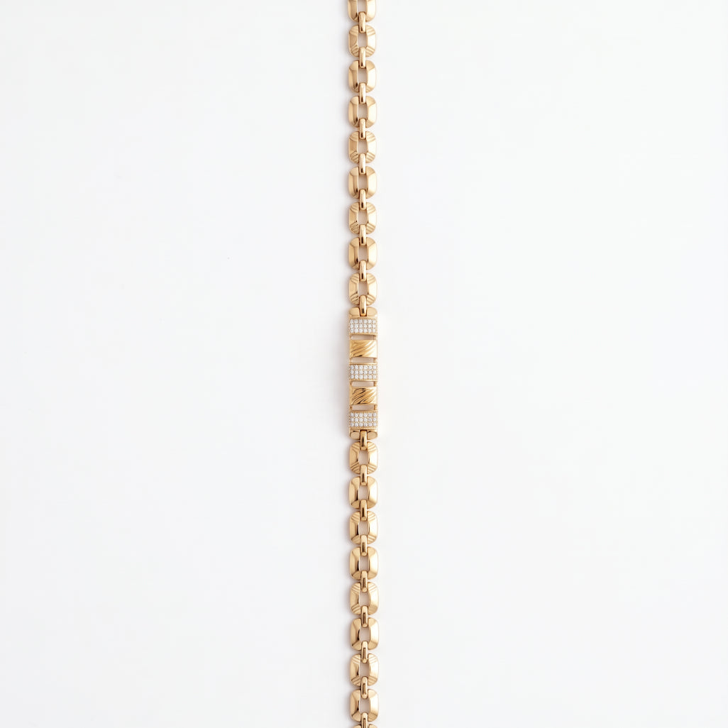 Gold Box Chain Pave Cube Bracelet â€” 18K Gold Vermeil