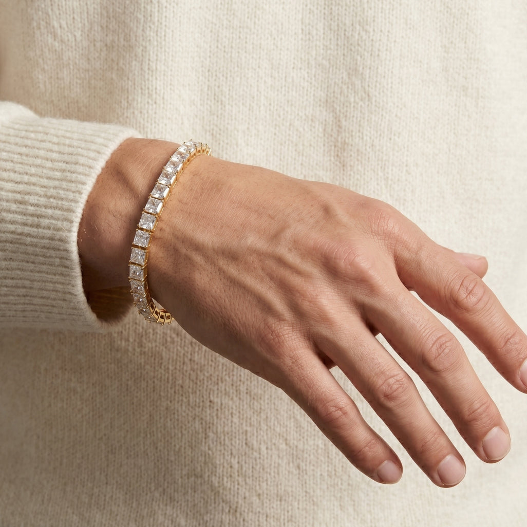 Gold Princess Cut Tennis Bracelet â€” 18K Gold Vermeil