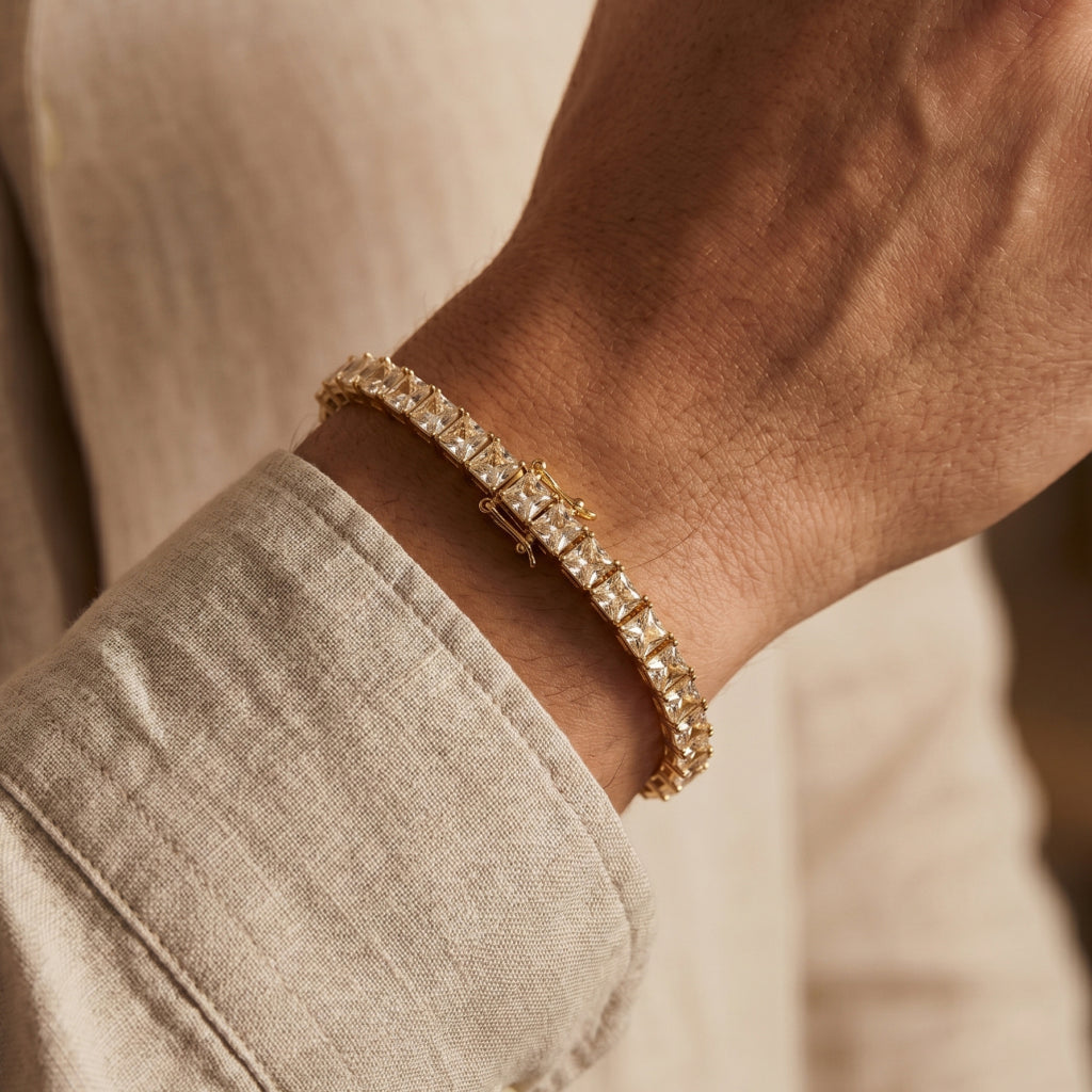 Gold Princess Cut Tennis Bracelet â€” 18K Gold Vermeil