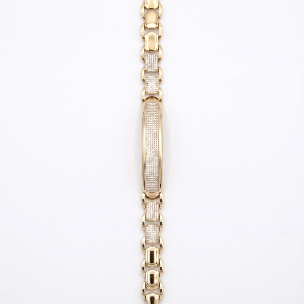 Gold Mariner Pave ID Centre Bracelet â€” 18K Gold Vermeil