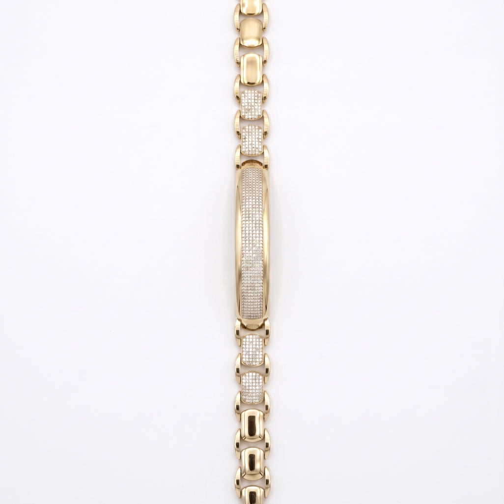 Gold Mariner Pave ID Centre Bracelet â€” 18K Gold Vermeil