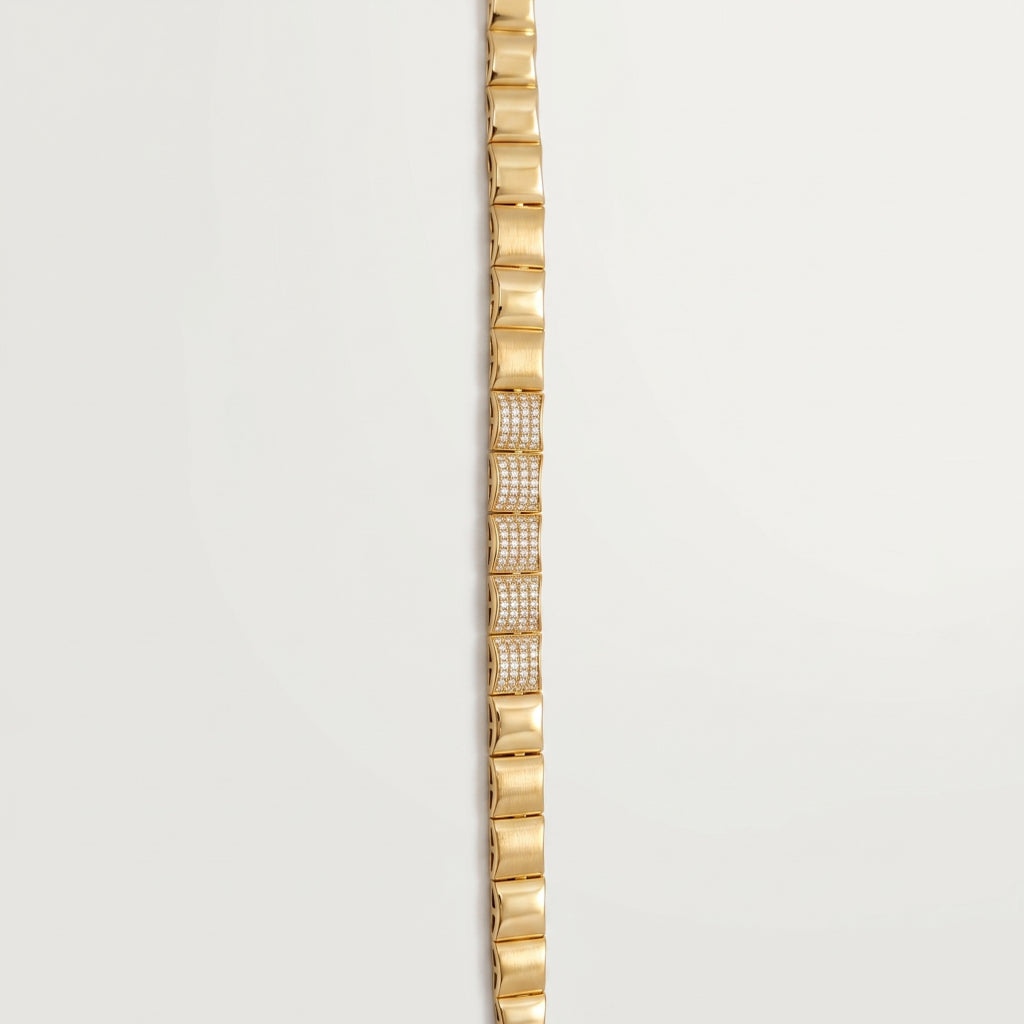 Gold Sunburst Engraved Pave Centre Tennis Bracelet â€” 18K Gold Vermeil