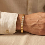 Gold Sunburst Engraved Pave Centre Tennis Bracelet â€” 18K Gold Vermeil