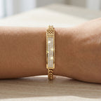 Gold Double Franco Chain Pave Bar Bracelet â€” 18K Gold Vermeil