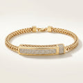 Gold Double Franco Chain Pave Bar Bracelet â€” 18K Gold Vermeil
