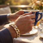 Gold Diagonal Pave Curb Link Bracelet â€” 18K Gold Vermeil