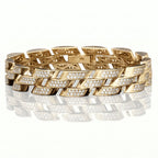Gold Diagonal Pave Curb Link Bracelet â€” 18K Gold Vermeil