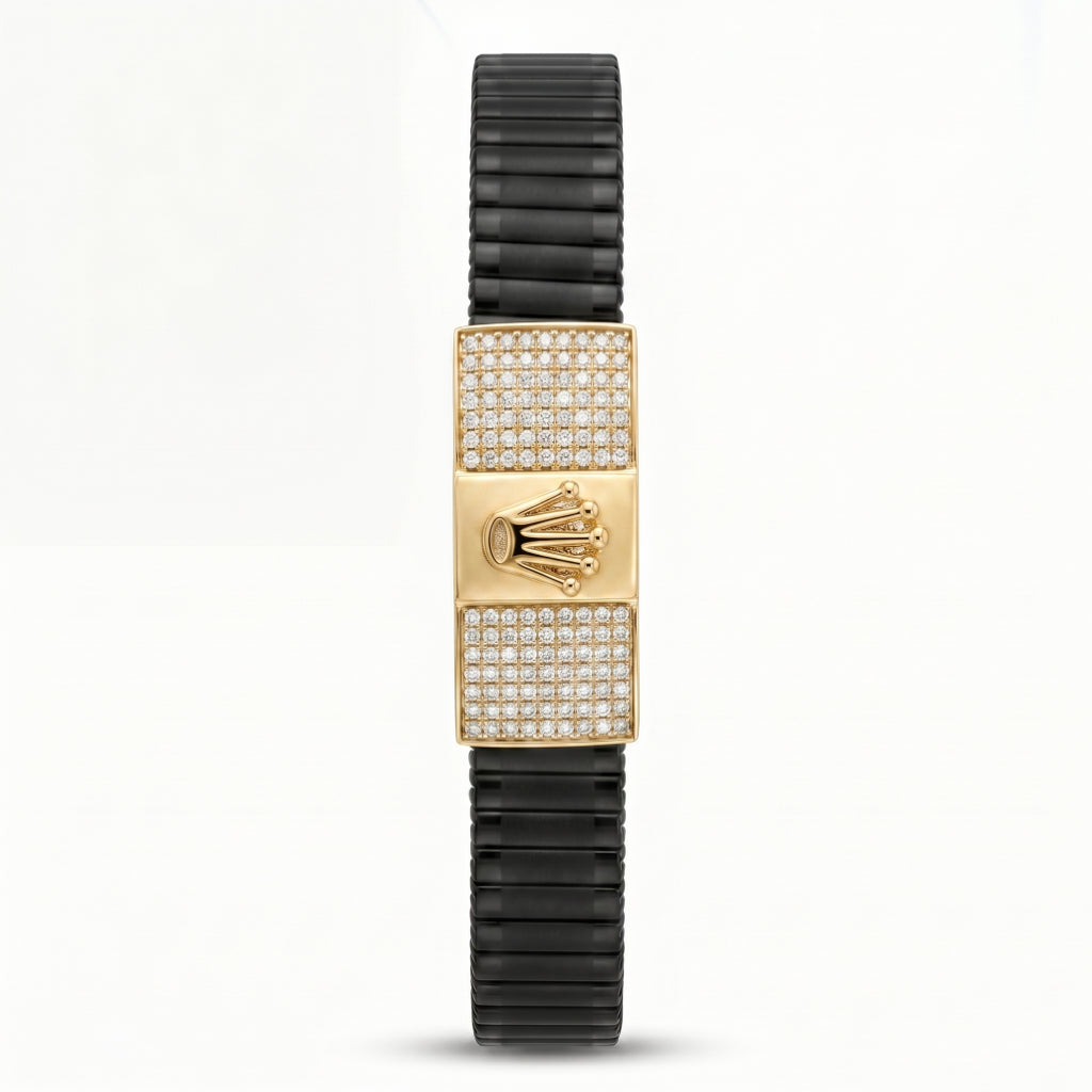 Gold Crown Emblem Pave Ceramic Bracelet â€” 18K Gold Vermeil