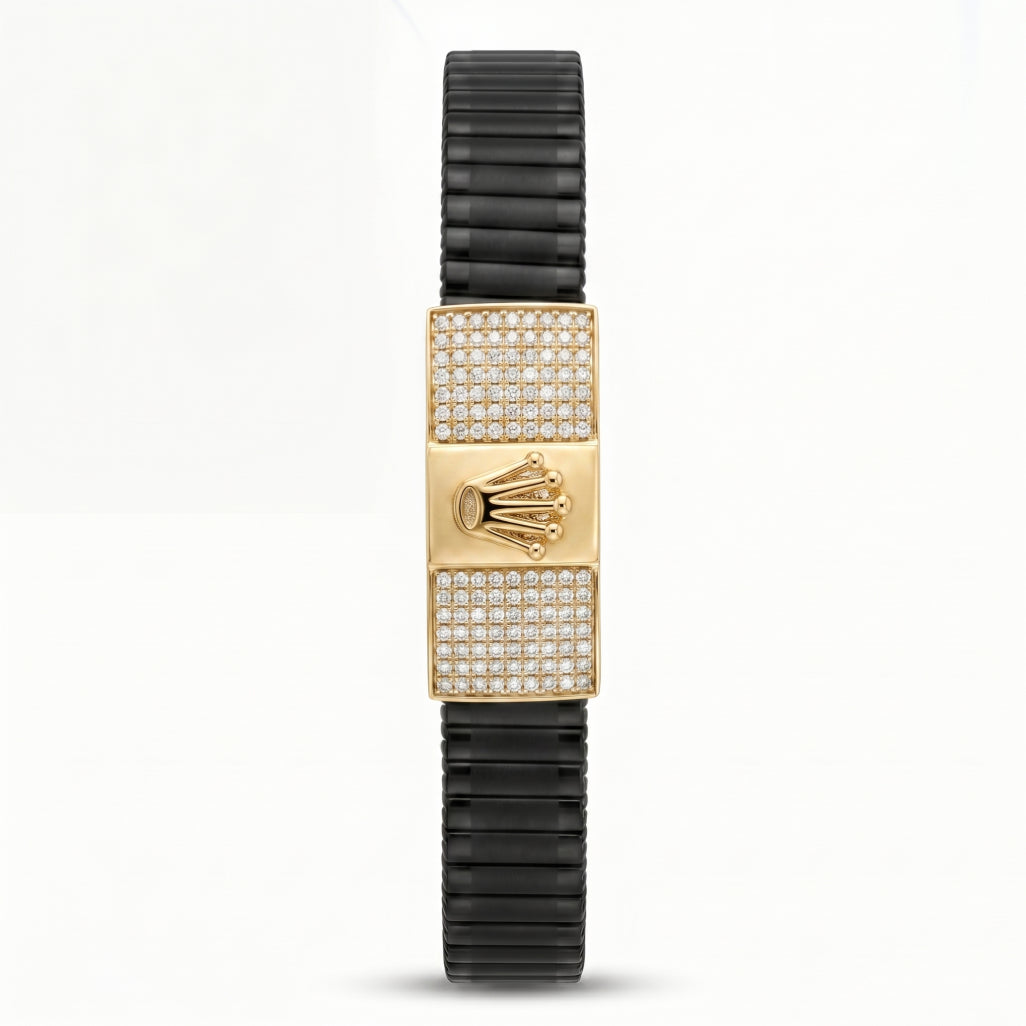 Gold Crown Emblem Pave Ceramic Bracelet â€” 18K Gold Vermeil