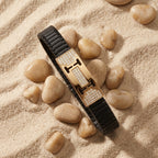 Gold H-Frame Pave Ceramic Bracelet â€” 18K Gold Vermeil
