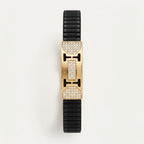 Gold H-Frame Pave Ceramic Bracelet â€” 18K Gold Vermeil