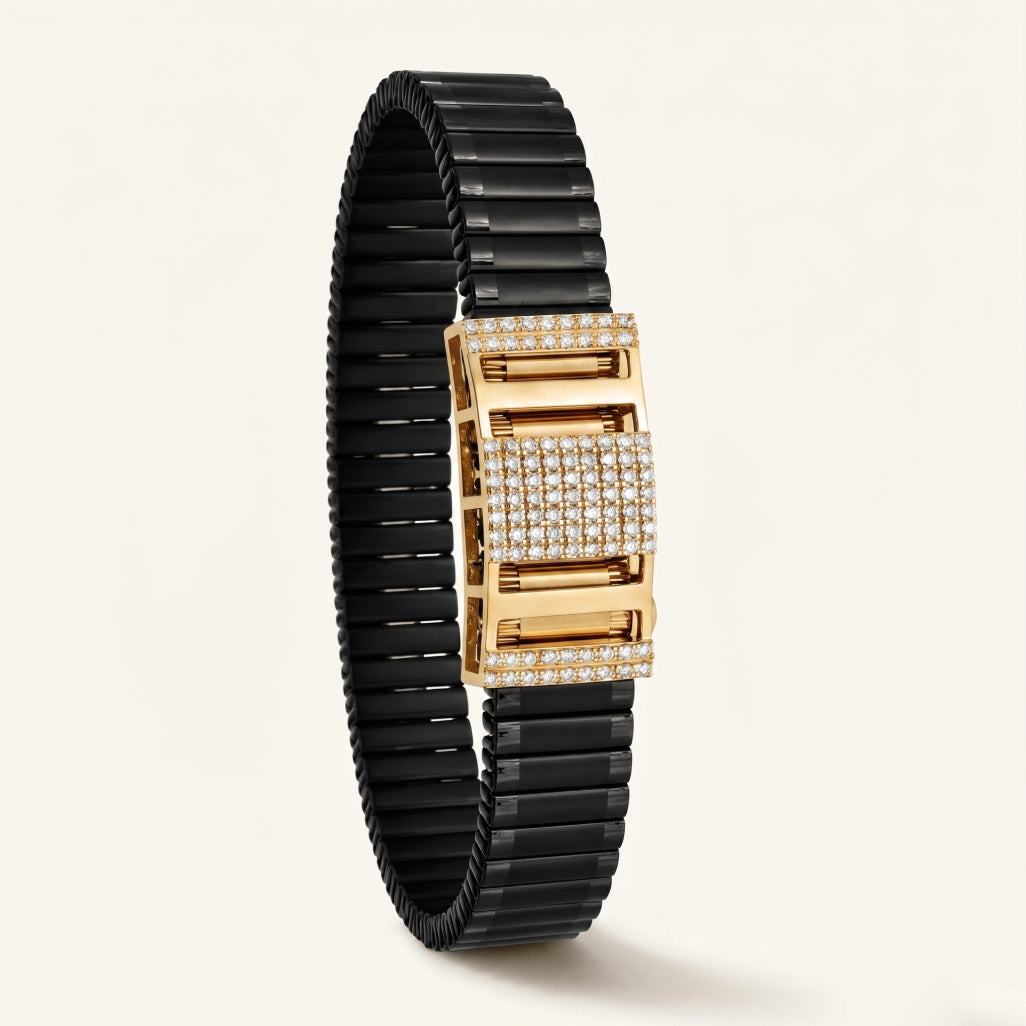 Gold Architect Pave Plaque Ceramic Bracelet â€” 18K Gold Vermeil