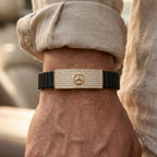 Gold Star Emblem Pave Ceramic Bracelet â€” 18K Gold Vermeil