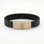 Gold Star Emblem Pave Ceramic Bracelet â€” 18K Gold Vermeil