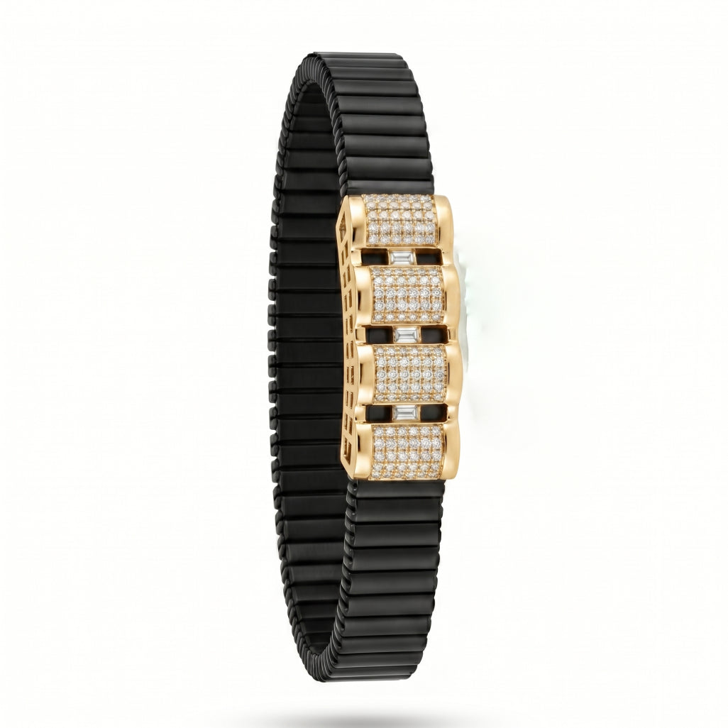 Gold Stacked Pave Bars Ceramic Bracelet â€” 18K Gold Vermeil