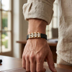 Gold Stacked Pave Bars Ceramic Bracelet â€” 18K Gold Vermeil