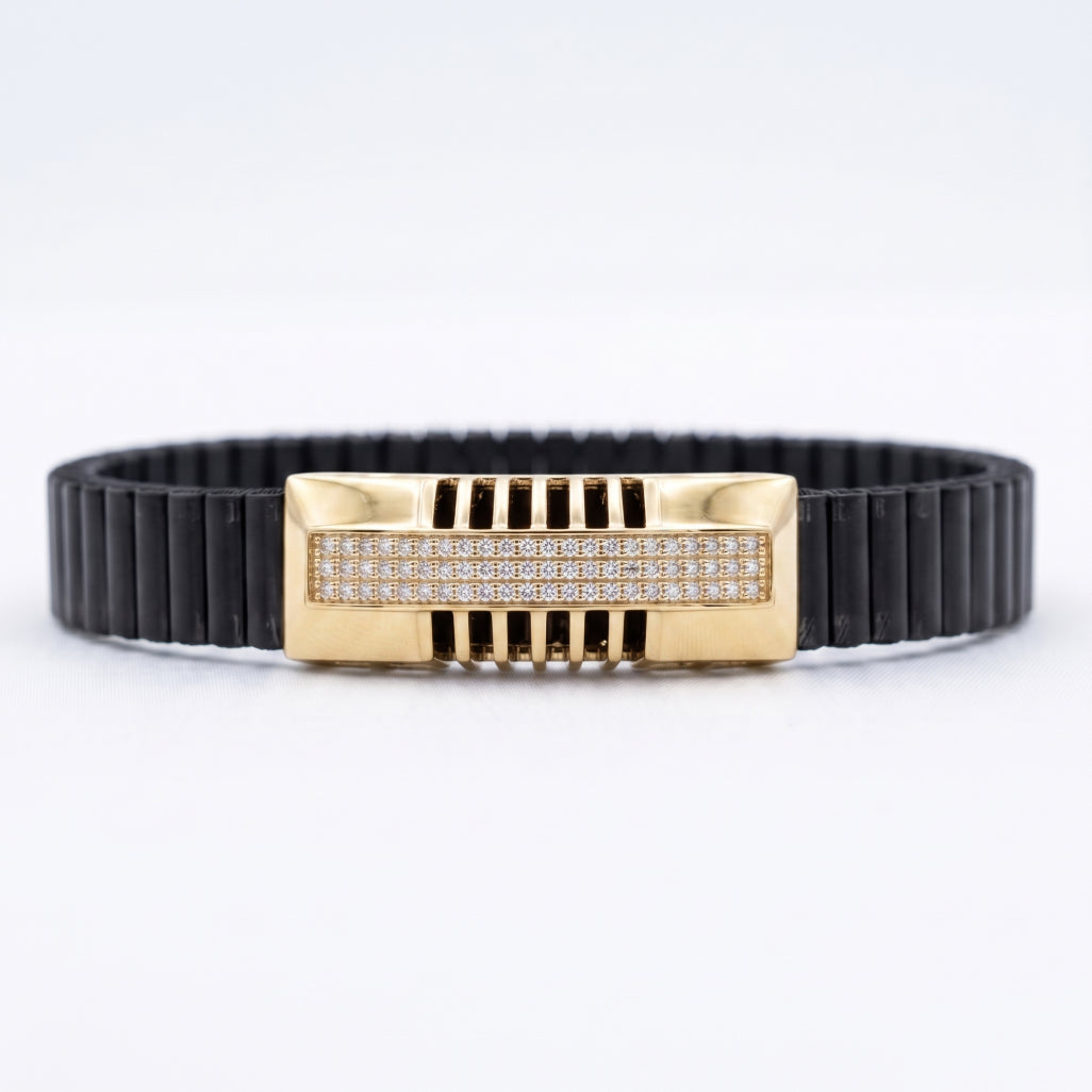 Gold Cage Bar Pave Ceramic Bracelet â€” 18K Gold Vermeil