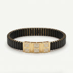 Gold Six Square Pave Ceramic Bracelet â€” 18K Gold Vermeil