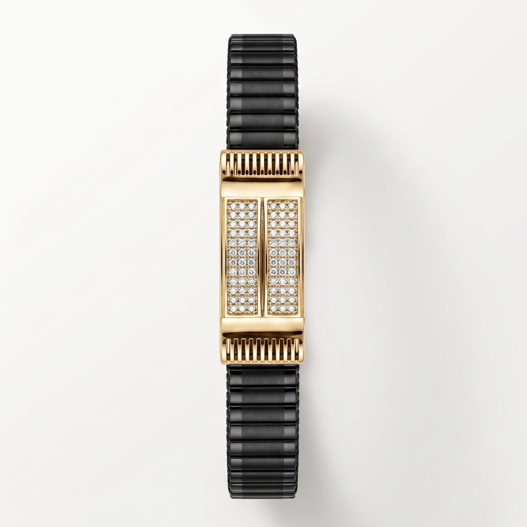 Gold Twin Bar Pave Ceramic Bracelet â€” 18K Gold Vermeil