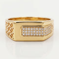 Oval Cutout Pave Bar Wide Signet Ring 18k gold vermeil