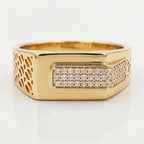 Oval Cutout Pave Bar Wide Signet Ring 18k gold vermeil