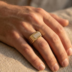 Oval Cutout Pave Bar Wide Signet Ring 18k gold vermeil