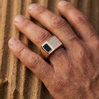 Black Onyx Split Pave Signet Ring 18k gold vermeil